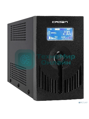 Источник бесперебойного питания CROWN Line Intractive CMU-SP650EURO LCD USB 650VA\390W, корпус металл, 1x12V/7AH, розетки 2*EURO+3*IEC, трансформатор AVR 140-290V, LCD-дисплей, съемный кабель 1.2 м, порт RJ11/45, порт USB, защита: от перегрузки, от КЗ, от скачков напражения