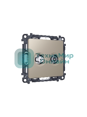 Комплект механизма розетки TV оконечной + SAT 5-862MHz 3.5dB/950-2150MHz 3.5dB ALFA Серо-бежевый матовый QUANT (AP3733, VM217) MA373310