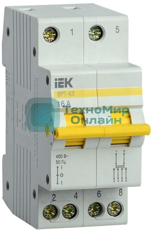 Выключатель-разъединитель трехпозиционный 2п ВРТ-63 16А IEK MPR10-2-016