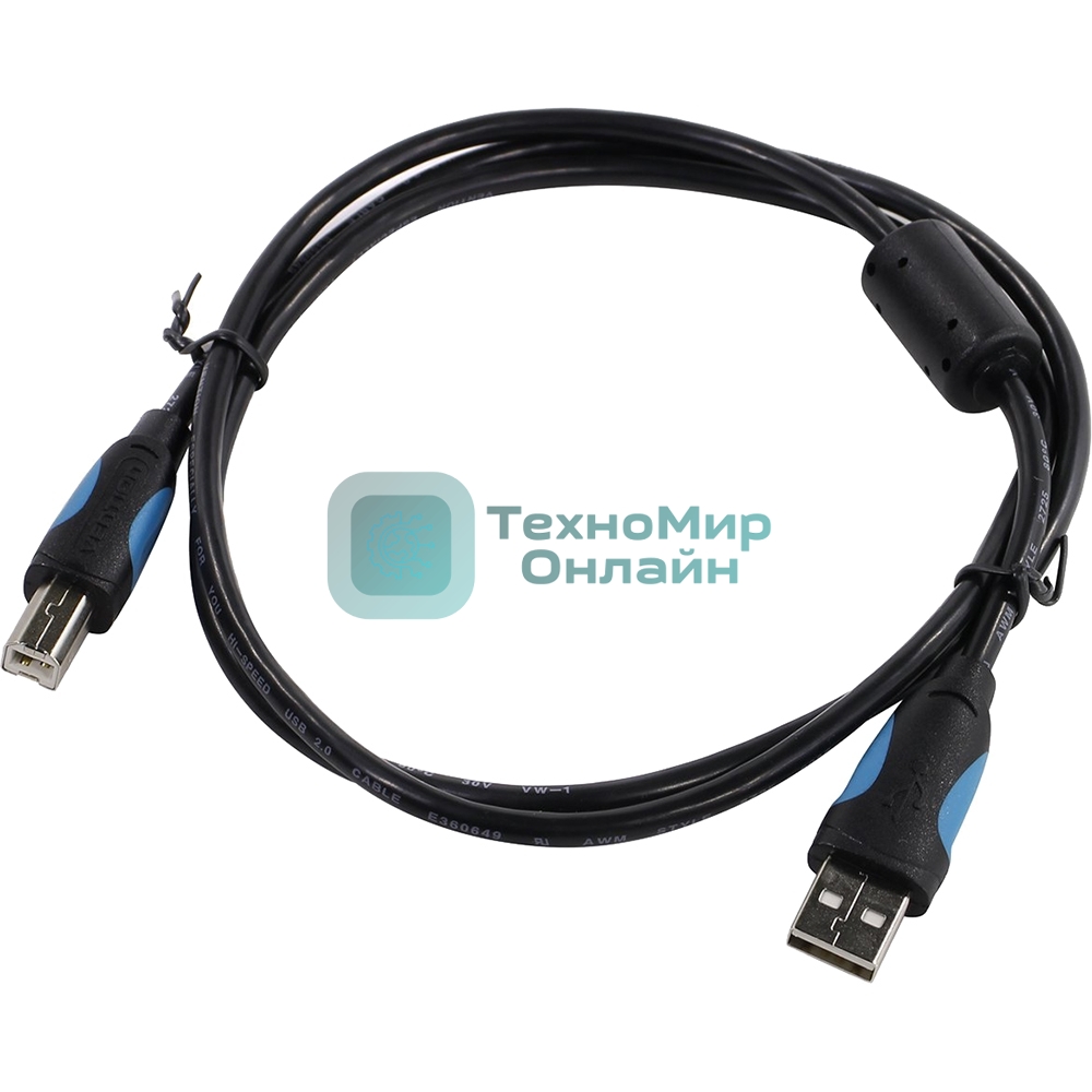 Кабель Vention USB 2.0 AM/BM - 1м. черный VAS-A16-B100