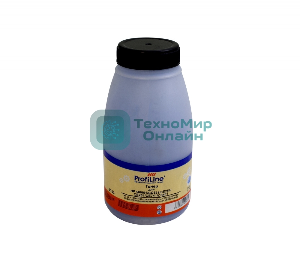 Тонер ProfiLine PL-Q6001/CC531/CE251/CE261/CE741/CB401 для HP CLJ 1600/2600n/2600dn/2600dtn/CM2320/CP2025/3525/5220/5225/4005/4025/4525/Canon LBP5000/5100 Cyan 90 гр Фасовка РФ