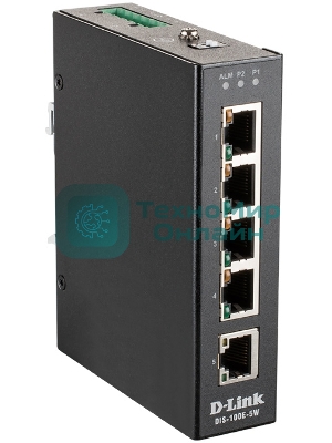 Коммутатор промышленный неуправляемый D-Link DIS-100E-5W/A1A с 5 портами 10/100Base-TX, функцией энергосбережения и поддержкой QoS