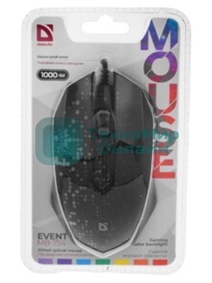 Мышь проводная Defender Event MB-754 черный, 1000 dpi, USB, кнопки - 3