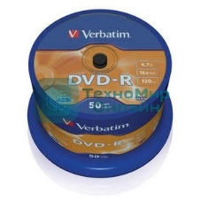 Диск DVD-R Verbatim 4.7Gb 16x Cake Box (50шт) (43548)