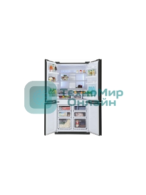 Холодильник Sharp SJ-FS97VBK черное стекло трехкамерный 393/207 л морозилка снизу