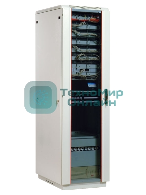Шкаф коммутационный ЦМО ШТК-М-18.6.6-1ААА 18U 600x600 мм пер. дв. стекл задн. дв. стал. лист 2 бок. пан. направл. под закл. гайки 270 кг серый