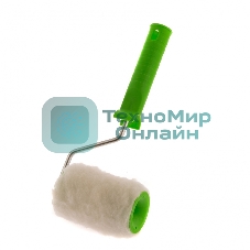 Валик Сибртех с натуральным мехом, с ручкой, 100 мм, ворс 12 мм, D 48 мм, D ручки 6 мм