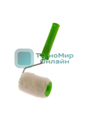 Валик Сибртех с натуральным мехом, с ручкой, 100 мм, ворс 12 мм, D 48 мм, D ручки 6 мм