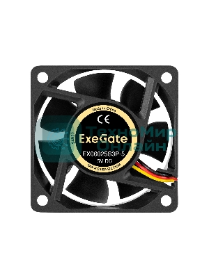 Вентилятор для корпуса ExeGate EX06025S3P-5 черный, 60 мм, 3500 об/мин, 25.3 дБ, 3 pin