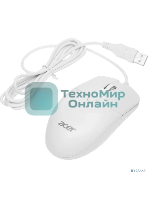 Мышь проводная Acer OMW300 белый, 1200 dpi, USB, кнопки - 3