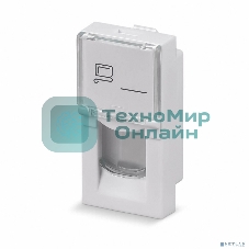 Вставка Rexant Mosaic 22,5x45, на 1 порт с прозрачной шторкой и увеличенным окном маркировки, белая