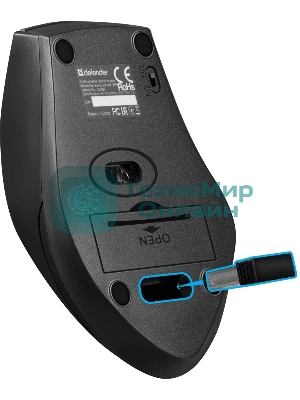 Мышь беспроводная Defender Accura MM-365 черный, 1600 dpi, радиоканал, USB, кнопки - 6