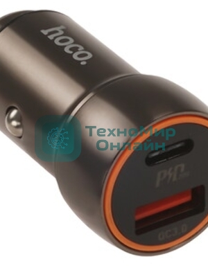 Автомобильное зарядное устройство Hoco Z46, 18Вт, USB, металлический серый, коробка