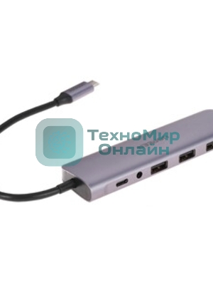 USB-концентратор UGREEN CM136-80132, USB Type-C, USB 3.0/HDMI/USB Type-C PD/AUX (3.5мм), USB