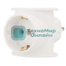 Тройник электрический Rexant универсальный 16 А одно гнездо с заземлением белый