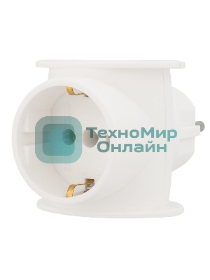 Тройник электрический Rexant универсальный 16 А одно гнездо с заземлением белый