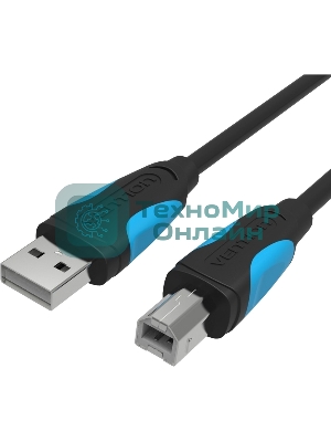 Кабель Vention USB 2.0 AM/BM - 1,5 м. черный VAS-A16-B150