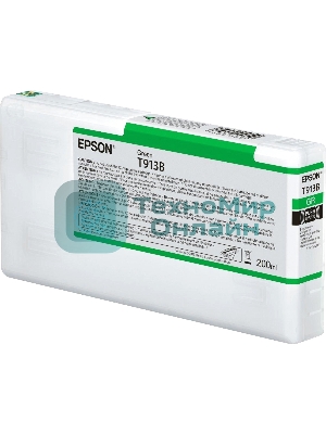 Картридж струйный Epson T913B с зелеными чернилами (200ml) для плоттеров SC-P5000 (C13T913B00)