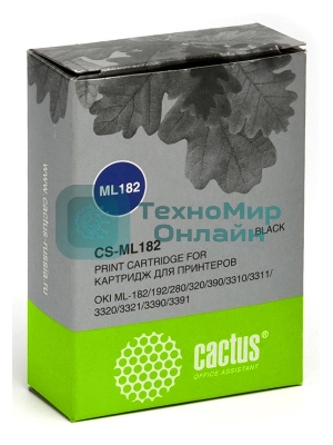 Картридж матричный Cactus CS-ML182 черный, 8мм, 1.6м, 2 400 000 знаков, для OKI ML-182/192/280/320/390