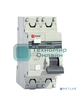 Выключатель автоматический дифференциального тока 1п+N 2мод. C 40А 30мА тип AC 4.5кА АД-32 PROxima EKF DA32-40-30-pro
