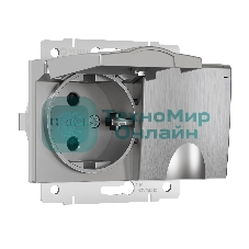 Розетка двойная влагозащ. с зазем. с защит. крышками и шторками Werkel W1172209 (серебряный рифленый)