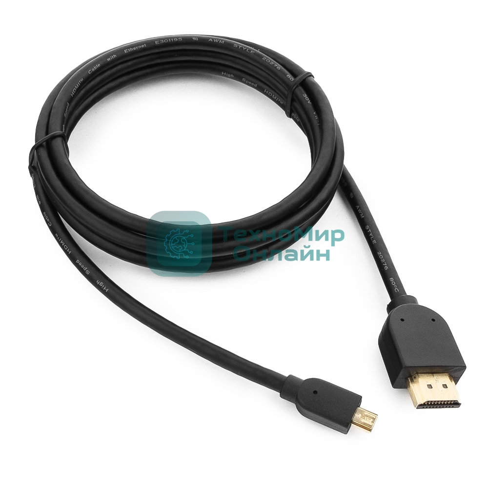 Кабель Cablexpert HDMI-micro HDMI CC-HDMID-6, 19M/19M, v2.0, медь, позол.разъемы, экран, 1.8м, черный, пакет