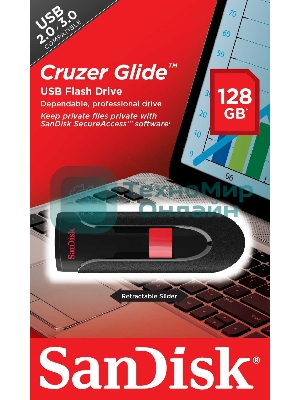 Флешка USB SanDisk USB 128Gb, Cruzer Glide SDCZ60-128G-B35