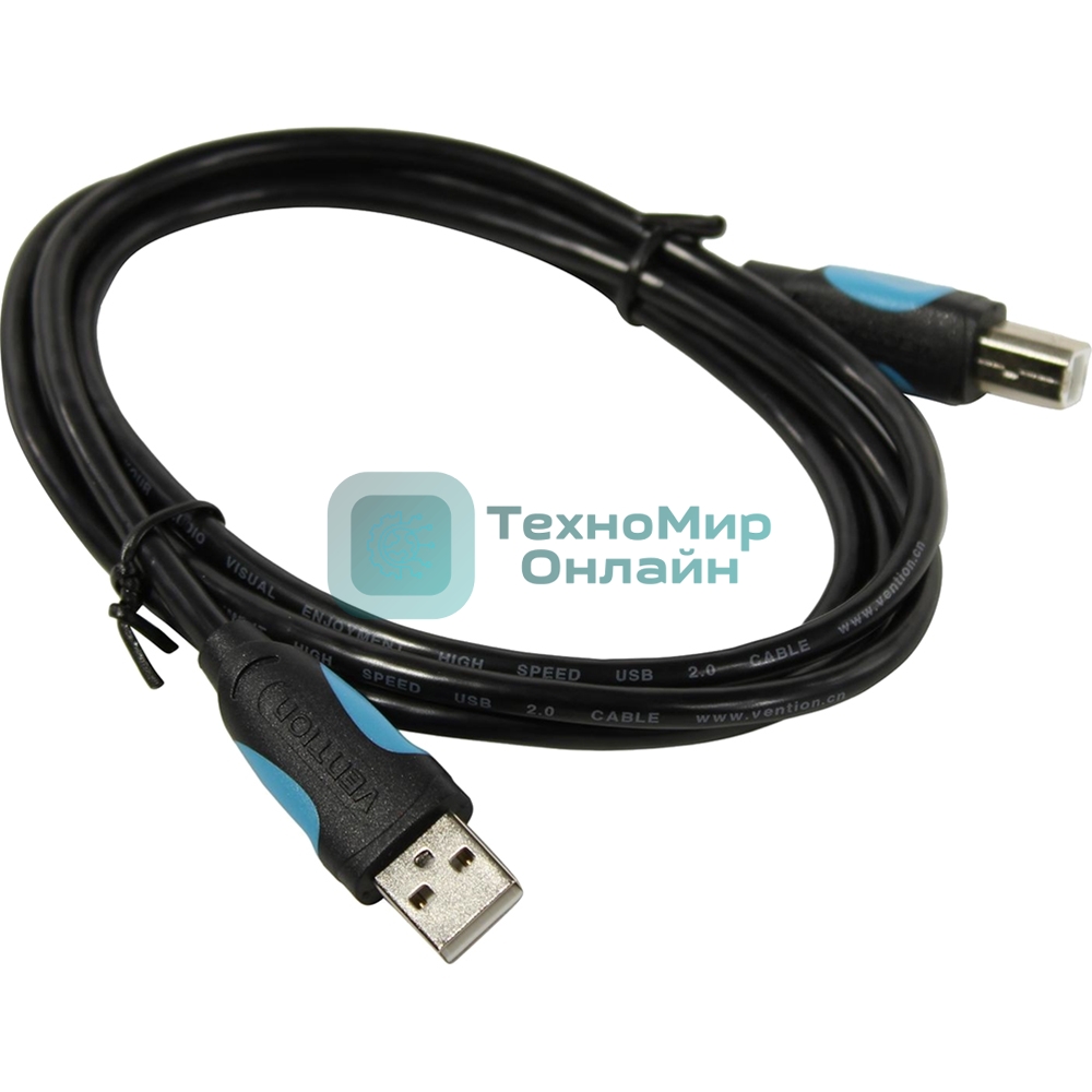 Кабель Vention USB 2.0 AM/BM - 1,5 м. черный VAS-A16-B150