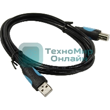 Кабель Vention USB 2.0 AM/BM - 1,5 м. черный VAS-A16-B150