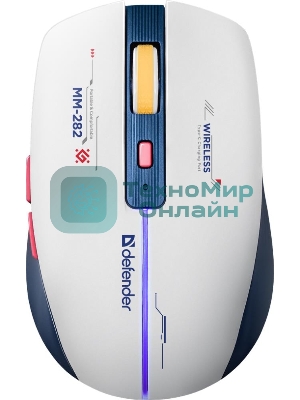 Мышь беспроводная Defender Dila MM-282 белый/синий, 1800 dpi, радиоканал, USB, кнопки - 6