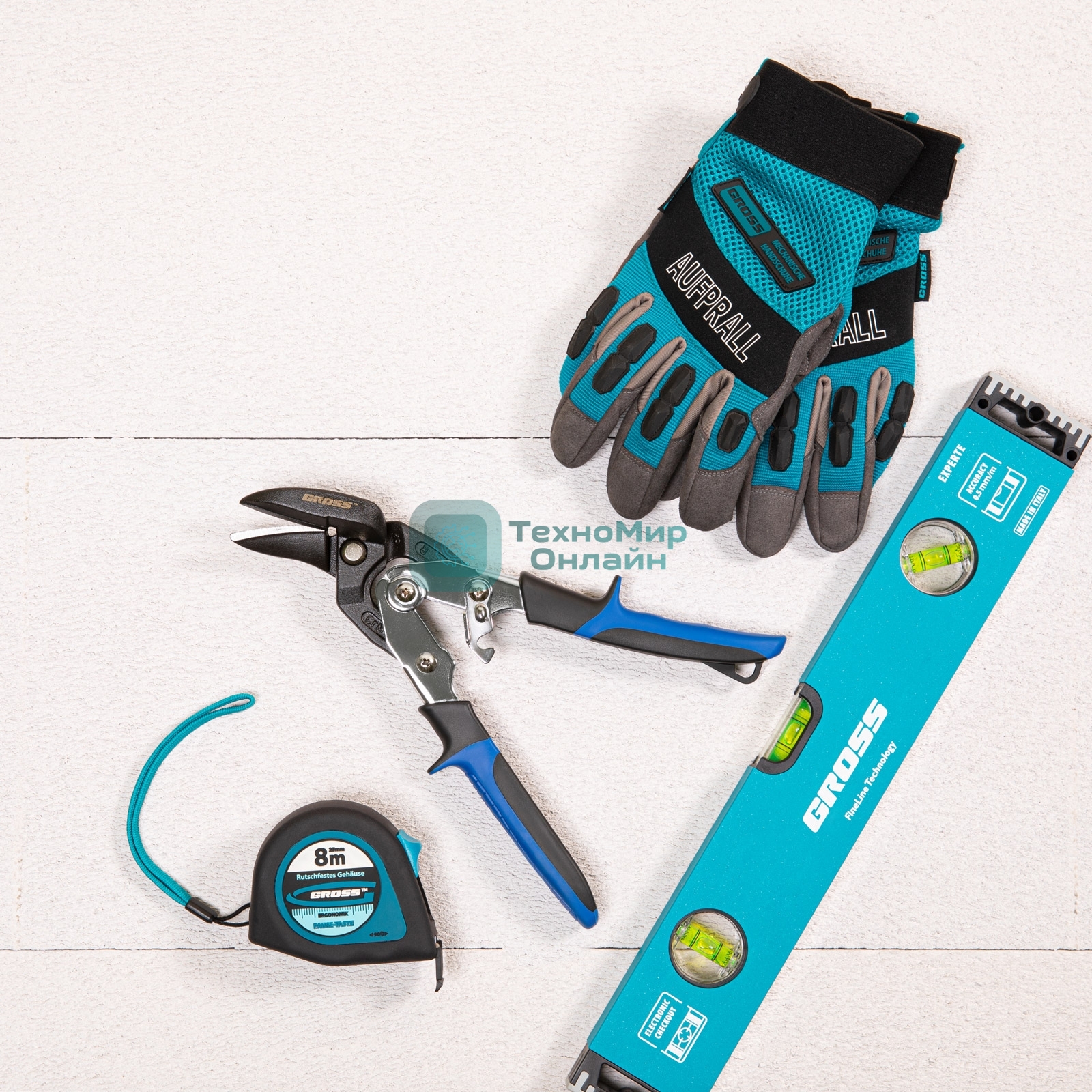 Ножницы по металлу GROSS 78351 усиленные 255мм прямой и правый резсталь-СrMo двухкомп.рукоятки