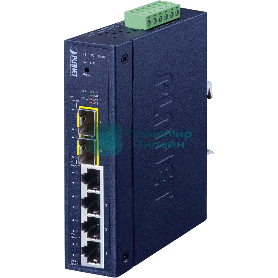 Коммутатор Planet IGS-4215-4T2S IP30 Industrial L2/L4 4-Port 10/100/1000T + 2-Port 100/1000X SFP Managed Switch (-40~75 degrees C, dual redundant power input on 9~48VDC/24VAC terminal block, supports ERPS Ring, CloudViewer app, MQTT and Cybersecurity feature)