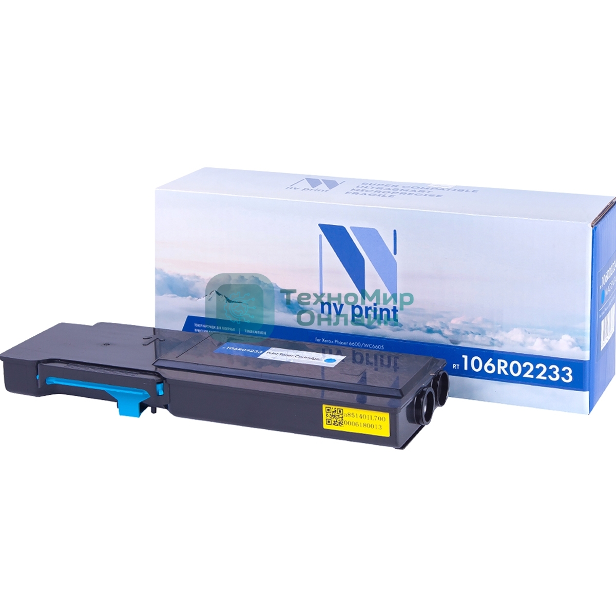Картридж лазерный NVPrint совместимый Xerox 106R02233 Cyan для Phaser 6600/WC6605 (6000k)
