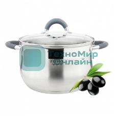 Кастрюля Zeidan Z-50253 5,1 л (Кастрюля со стеклянной крышкой - 5,1 л (O22х13.5 см), нерж.сталь, внутренняя - матовая полировка, снаружи - комбинированная полировка, шкала литража, ручки с силиконовым покрытием, КАПСУЛИРОВАННОЕ ДНО, ПОДАРОЧНАЯ УПАКОВКА С ПЛАСТИКОВОЙ РУЧКОЙ.)