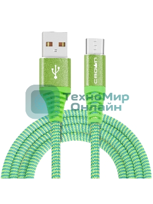 Кабель Crown USB - microUSB CMCU-3102M green