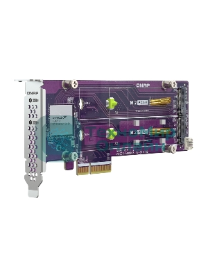 Плата расширения QNAP QM2-2P-344A 2 x M.2 22110 or 2280 PCIe (Gen3 x4) NVMe SSD slots, Low-profile flat and Full-height brackets included.