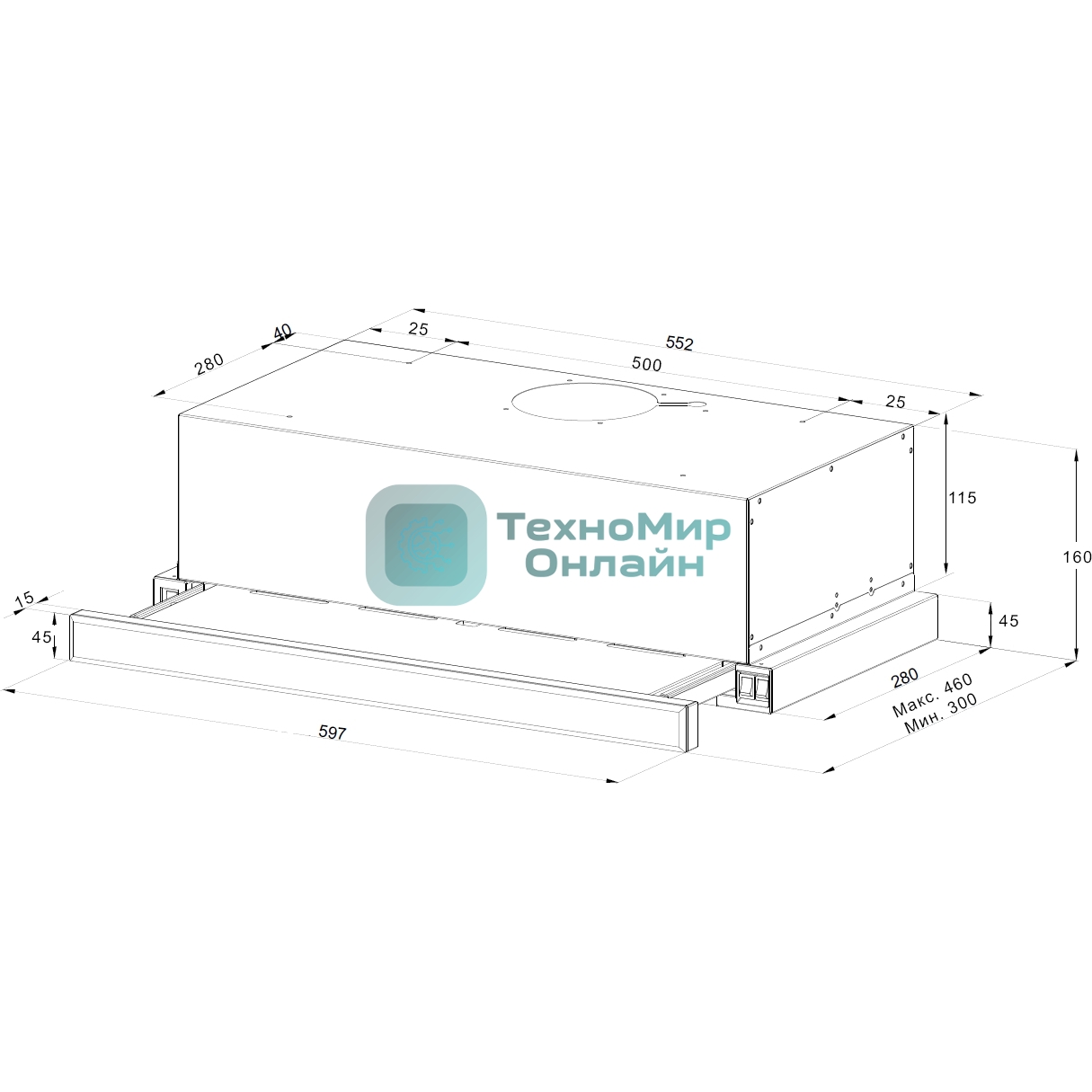Вытяжка встраиваемая Monsher Laura 60 Blanc белый, 60 см, 550 куб. м/ч, 47 дБ
