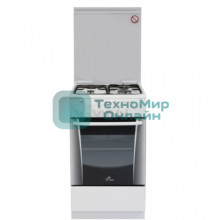 Плита комбинированная De Luxe 506031.01ГЭ (КР) белый, конфорок 4 шт, духовка 54 л, 50 см x 85 см x 60 см