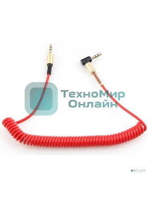 Кабель Cablexpert аудио 90˚ спиральный CCAB-02-35MMLC-1.8MR. 3.5 Jack (M)/3.5 Jack (M), красный, 1.8м, блистер