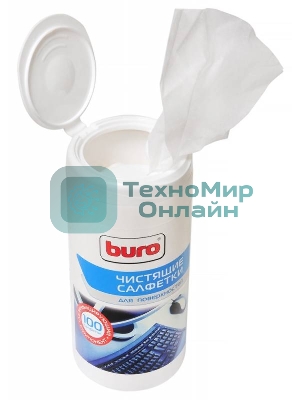 Салфетки Buro BU-Tsurface для поверхностей туба 100 шт влажных