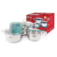 Набор кастрюль Lara LR02-80 Standart (1.8 л + 3.1 л + 5.7 л) капсулированное индукционное дно, крышки