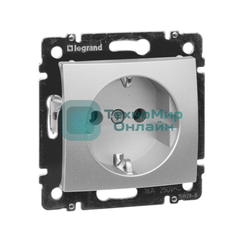 Розетка электрическая Legrand 770120 Valena с заземлением (алюминий)