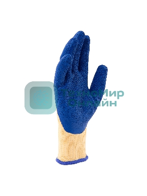 Перчатки трикотажные, полиэфирные, латексное рельефное покрытие, размер 9 Сибртех