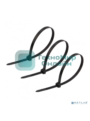 Хомут-стяжка кабельная нейлоновая Rexant 300 x7,6 мм, черная, упаковка 100 шт.