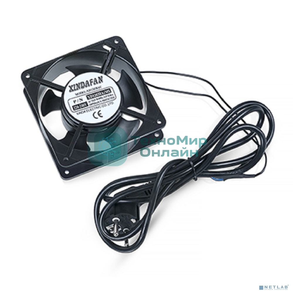 Вентиляторный модуль Cabeus, 220V, 1U, 38х120х120 мм (ВхШхГ), вентиляторов: 1, поток: 150 м3/ч, для настенных шкафов серии SH-05F, черный