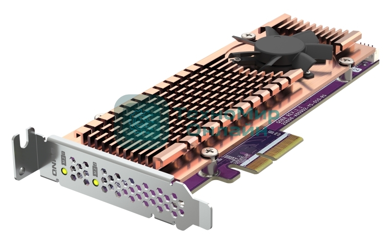 Плата расширения QNAP QM2-2P-344A 2 x M.2 22110 or 2280 PCIe (Gen3 x4) NVMe SSD slots, Low-profile flat and Full-height brackets included.