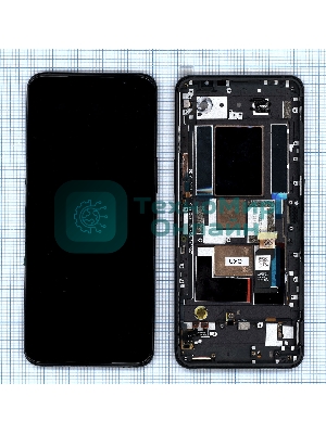 Дисплей для Asus ROG Phone 5s Pro ZS676KS черный с рамкой 90AI0091-R20020