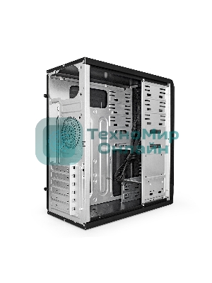 Компьютерный корпус Miditower ExeGate CP-601-UNS400 (ATX, БП UNS400 с вент. 12см, 2*USB, аудио, черный)