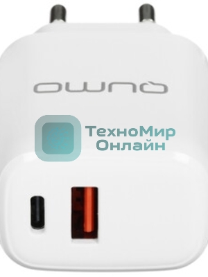 Сетевое зарядное устройство Qumo Energy PD 35Вт, (модель 0117), порты: USB-A QC3.0 + USB Type-C PD, белый