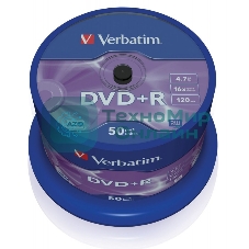 Диск DVD+R Verbatim 4.7Gb 16x Cake Box (50шт) (43550)